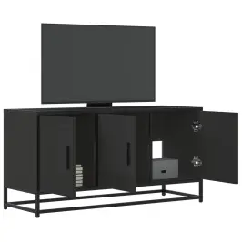 Televizoriaus Spintelė, Juoda, 100X35X50cm Mediena Ir Metalas