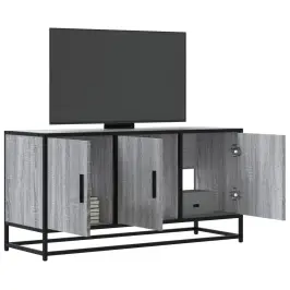 Tv Skapītis Pelēka Koka 100X35X50 Cm Inženierijas Koks Metāls Vidaxl