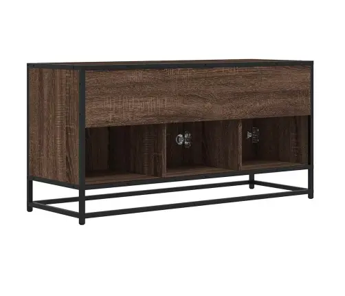 Tv Skapītis Brūna Ozola 100X35X50 Cm Inženierijas Koks Metāls Vidaxl