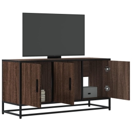 Tv Skapītis Brūna Ozola 100X35X50 Cm Inženierijas Koks Metāls Vidaxl