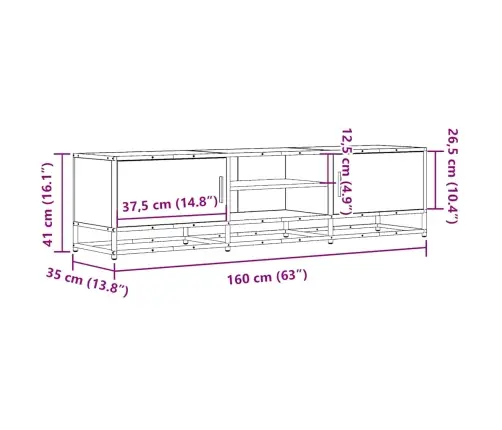Tv Skapītis Melns 160X35X41 Cm Inženierijas Koks Metāls Vidaxl