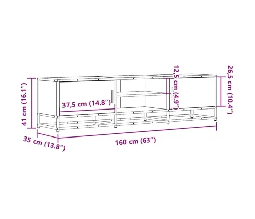Tv Skapītis Ozola Krāsa,160X35X41 Cm Inženierijas Koks Metāls Vidaxl