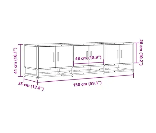 Tv Skapītis Brūna Ozolkoka 150X35X41Cm Inženierijas Koks Metāls Vidaxl