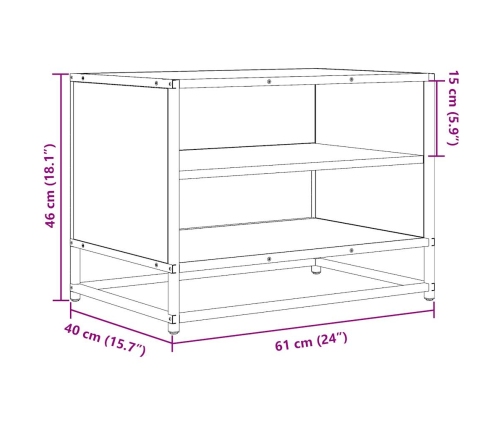 Tv Skapītis Brūna Ozola 61X40X46 Cm Inženierijas Koks Metāls Vidaxl