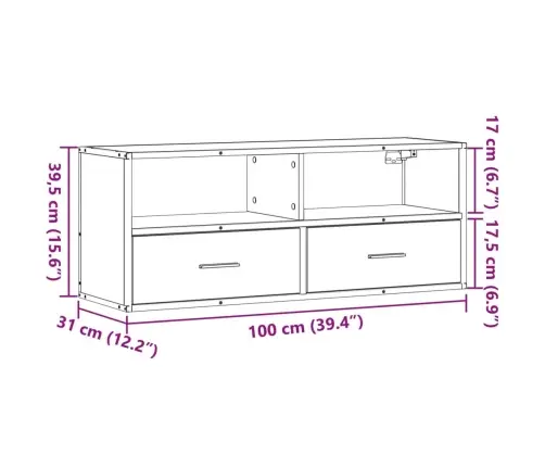 Tv Skapītis, 100X31X39,5 Cm, Inženierijas Koks, Ozolkoka Krāsa Vidaxl