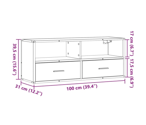 Tv Skapītis, Ozolkoka, 100X31X39,5 Cm, Konstruēts Koks, Metāls Vidaxl