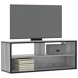 Televizoriaus Spintelė, Pilka, 100X31X39,5cm Mediena/Metalas