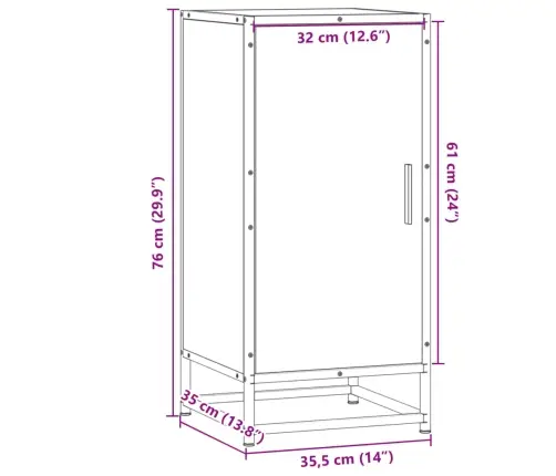Kumode, Ozolkoka, 35,5X35X76 Cm, Inženierijas Koks Metāls Vidaxl