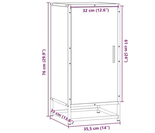 Kumode, Ozolkoka, 35,5X35X76 Cm, Inženierijas Koks Metāls Vidaxl