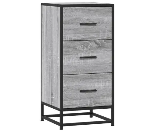 Kumode, Pelēka Koka, 35,5X35X76 Cm, Inženierijas Koks, Metāls Vidaxl