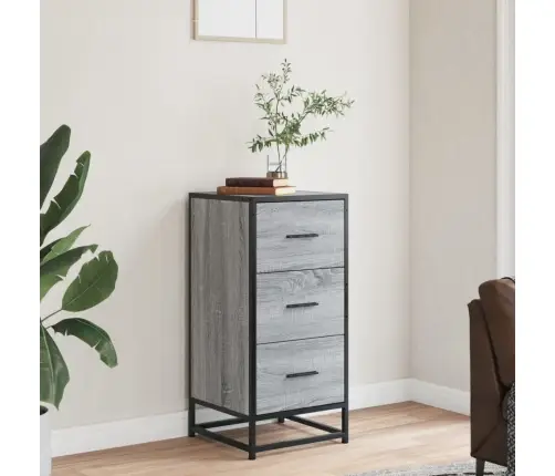 Kumode, Pelēka Koka, 35,5X35X76 Cm, Inženierijas Koks, Metāls Vidaxl