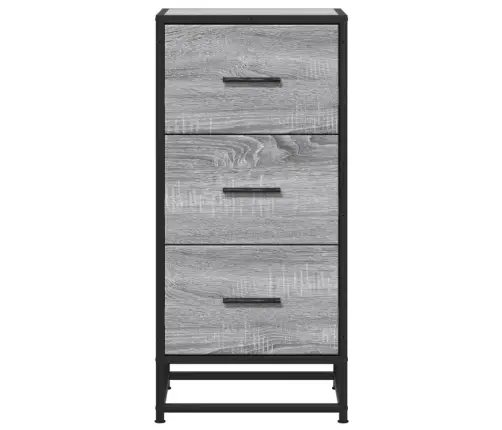 Kumode, Pelēka Koka, 35,5X35X76 Cm, Inženierijas Koks, Metāls Vidaxl