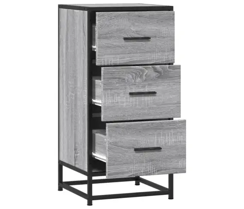 Kumode, Pelēka Koka, 35,5X35X76 Cm, Inženierijas Koks, Metāls Vidaxl