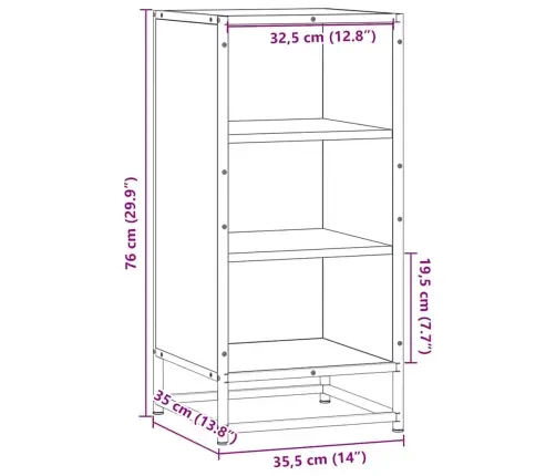 Kumode, Ozolkoka, 35,5X35X76 Cm, Inženierijas Koks Metāls Vidaxl Kumode, Ozolkoka, 35,5X35X76 Cm, Inženierijas Koks Metāls Vidaxl