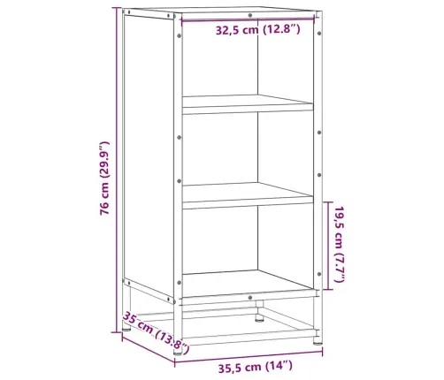 Šoninė Spintelė, Ruda Ąžuolo, 35,5X35X76cm Mediena/Metalas