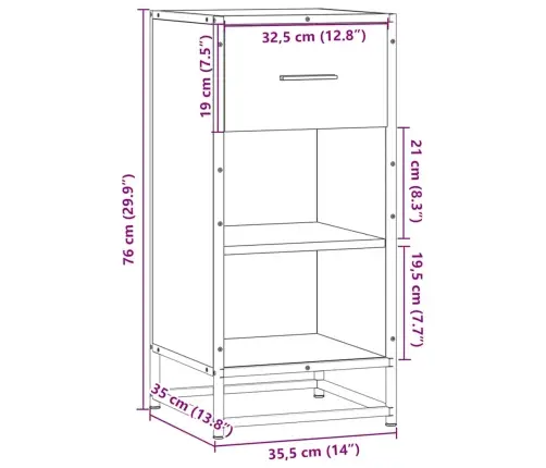 Puhvetkapp, Hall Sonoma Tamm, 35,5X35X76 cm Tehispuit/Metall