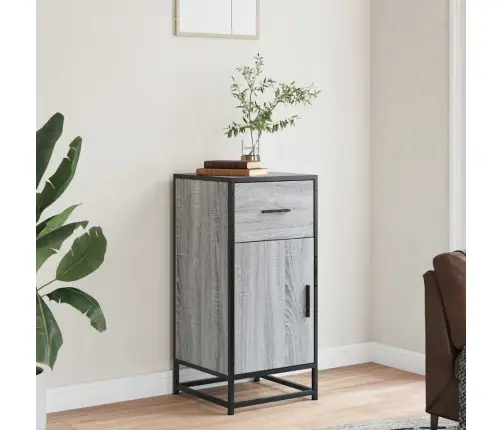 Kumode, Pelēka Koka, 35,5X35X76 Cm, Inženierijas Koks, Metāls Vidaxl