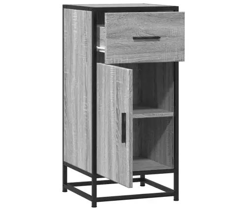 Kumode, Pelēka Koka, 35,5X35X76 Cm, Inženierijas Koks, Metāls Vidaxl