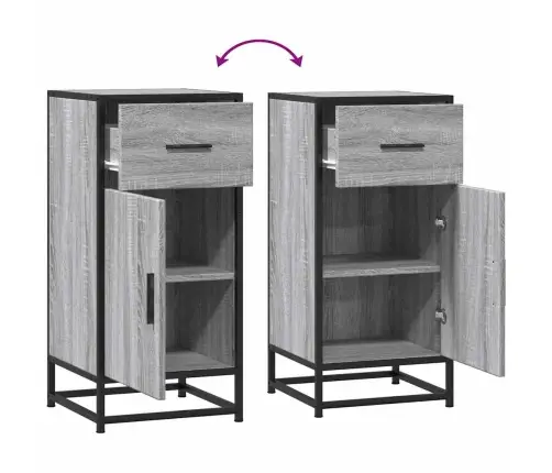 Kumode, Pelēka Koka, 35,5X35X76 Cm, Inženierijas Koks, Metāls Vidaxl