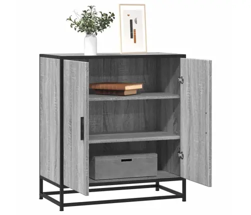 Kumode, Pelēka Koka, 68X35X76 Cm, Inženierijas Koks, Metāls Vidaxl