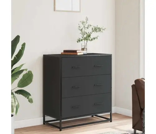 Kumode, Melns, 68X35X76 Cm, Inženierijas Koks, Metāls Vidaxl