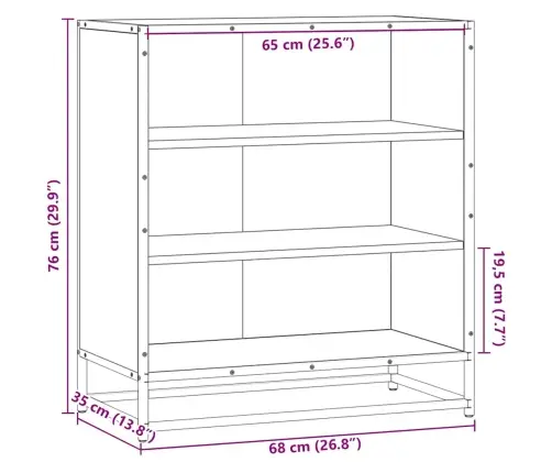 Kumode, Pelēka Koka, 68X35X76 Cm, Inženierijas Koks, Metāls Vidaxl