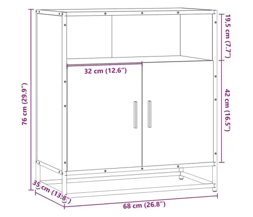 Puhvetkapp Sonoma Tamm 68X35X76 Cm Engineered Wood