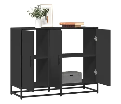 Šoninė Spintelė, Juodos Spalvos, 94X35X76 cm Apdirbta Mediena Šoninė Spintelė, Juodos Spalvos, 94X35X76 cm Apdirbta Mediena