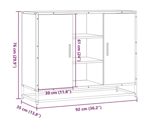 Kumode, Ozolkoka Krāsa, 92X35X76 Cm, Inženierijas Koks Vidaxl
