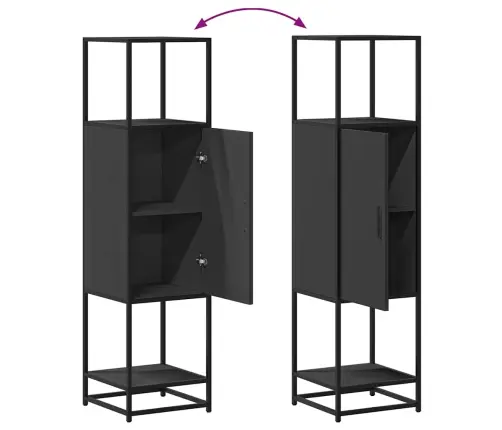 Highboard Black 35,5X35X139 Cm Engineered Wood And Metal