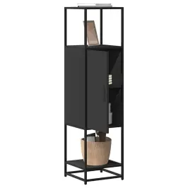 Highboard Black 35,5X35X139 Cm Engineered Wood And Metal