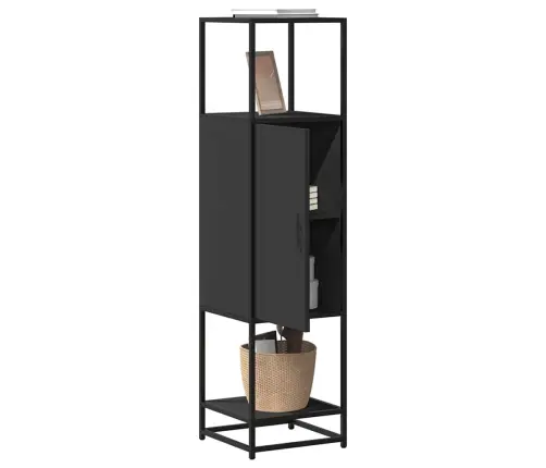 Highboard Black 35,5X35X139 Cm Engineered Wood And Metal