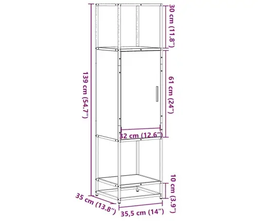 Augstā Dēlis Sonoma Ozols 35,5X35X139 Cm Inženierijas Koks Vidaxl