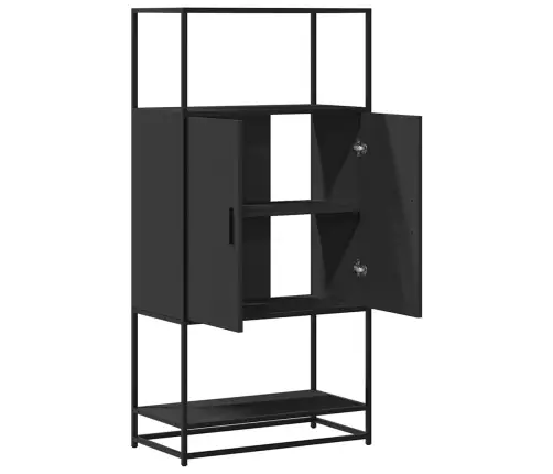 Augstais Skapītis Melns 68X35X139 Cm Inženierijas Koks Metāls Vidaxl