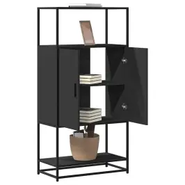 Augstais Skapītis Melns 68X35X139 Cm Inženierijas Koks Metāls Vidaxl