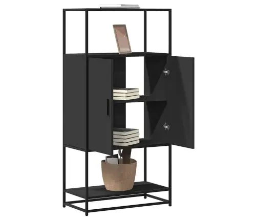 Augstais Skapītis Melns 68X35X139 Cm Inženierijas Koks Metāls Vidaxl