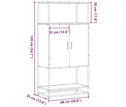Highboard Pilka Sonoma 68X35X139 Cm Mediena Ir Metalas Highboard Pilka Sonoma 68X35X139 Cm Mediena Ir Metalas