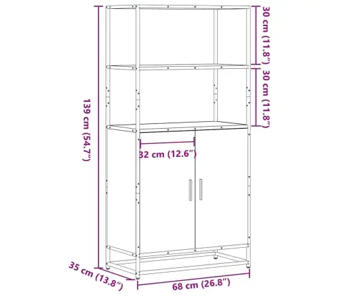 Highboard Suitsutamm 68X35X139 Cm Engineered Wood And Metal