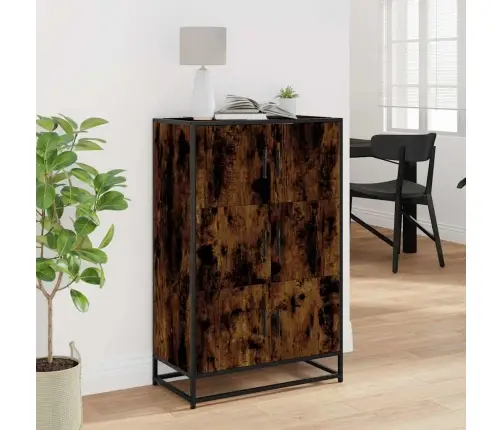 Augstā Dēlis Ozola Krāsa 68X35X106,5Cm Inženierijas Koks Metāls Vidaxl