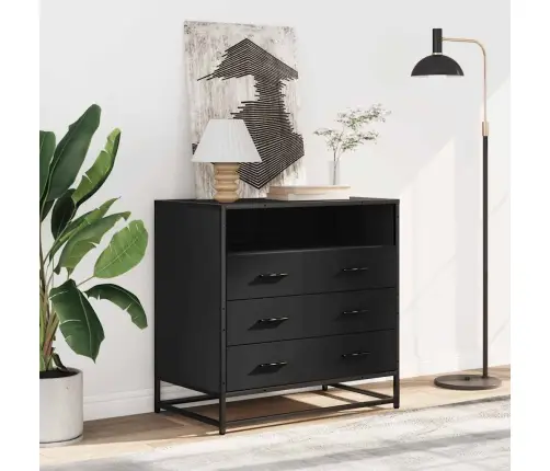 Atvilktņu Skapītis, Melns, 70X41X70 Cm, Inženierijas Koks Vidaxl