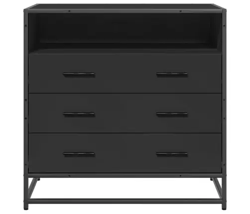 Atvilktņu Skapītis, Melns, 70X41X70 Cm, Inženierijas Koks Vidaxl