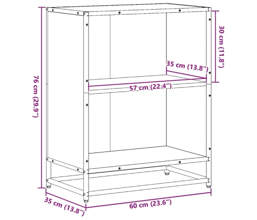 Knygų Spintelė Pilka Sonoma 60X35X76 Cm Engineered Wood