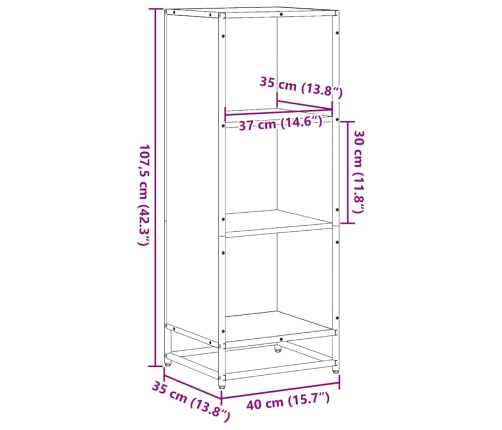 Raamatukapp, Pruun Tamm, 40X35X107,5 cm Tehispuit