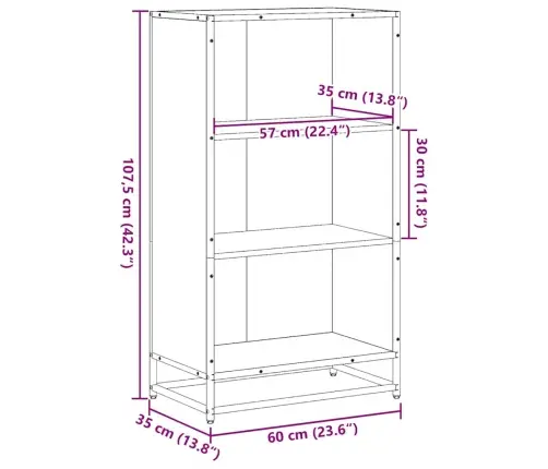 Raamatukapp Suitsutamm 60X35X107,5 Cm Ehituspuit