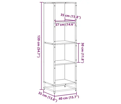 Knygų Spintelė Sonoma Ąžuolas 40X35X139 Cm Inžinierinė Mediena