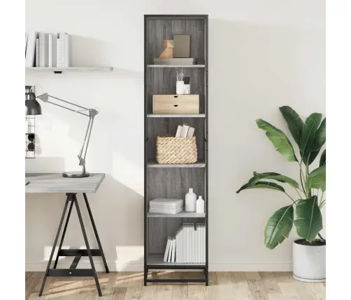 Spintelė Knygoms, Pilka Ąžuolo, 40X35X170,5cm Mediena