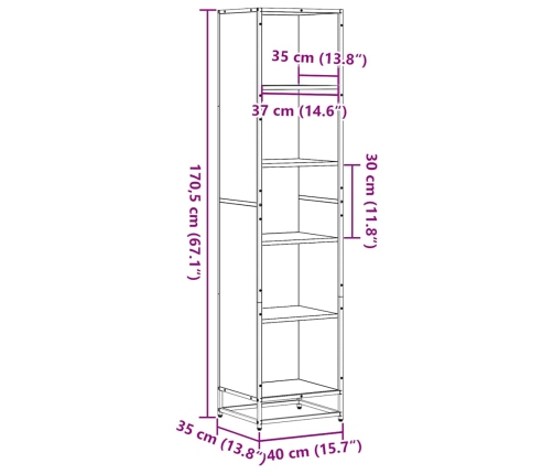 Raamatukapp, Hall Sonoma Tamm, 40X35X170,5 cm Tehispuit