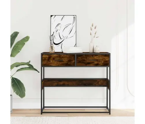 Konsoles Galdiņš, Kvēpināta Ozolkoka, 90X35X80 Cm, Koks Vidaxl