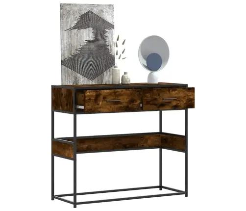 Konsoles Galdiņš, Kvēpināta Ozolkoka, 90X35X80 Cm, Koks Vidaxl