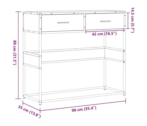 Konsoles Galdiņš, Pelēka Koka, 90X35X80 Cm, Inženierijas Koks Vidaxl Konsoles Galdiņš, Pelēka Koka, 90X35X80 Cm, Inženierijas Koks Vidaxl